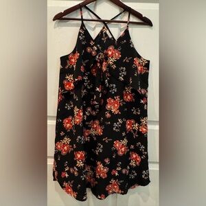 Eyeshadow Women’s Size M Black Floral Polyester Sleeveless Shift Dress